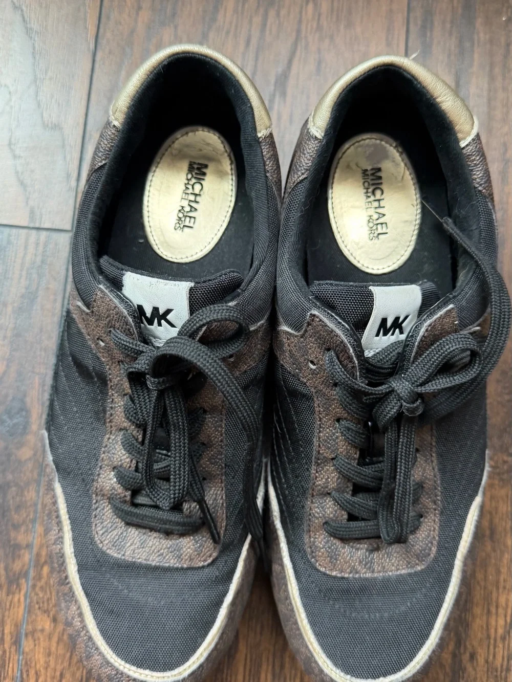 Michael Kors Women’s Sneakers Brown/Black Logo Lace Up Casual Shoes Size 8